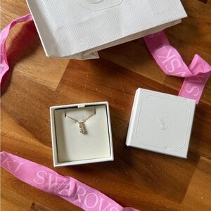 Swarovski Gold Necklace with Clear Crystal Charm